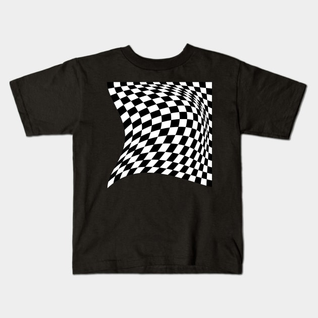 Warped chessboard 16x16 Kids T-Shirt by TyneDesigns